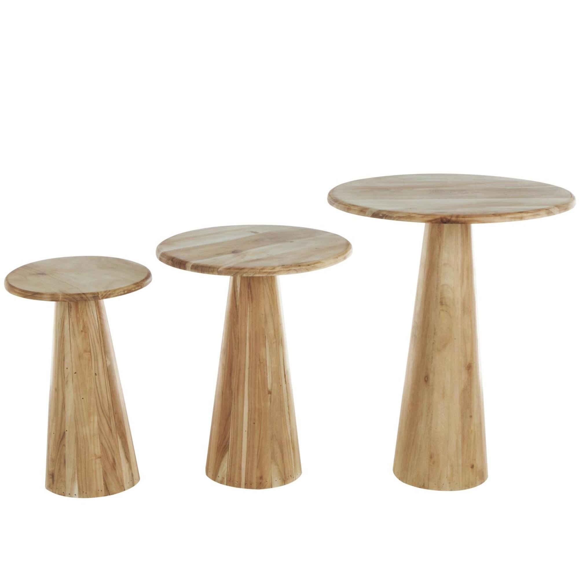 Light Brown Wood Side End Accent Tables Set